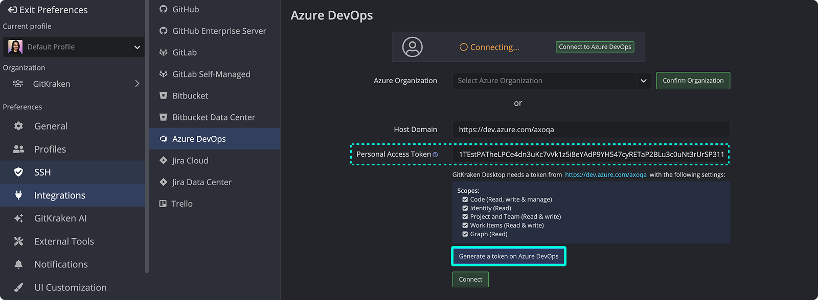 GitKraken Desktop Azure DevOps Integration | Connect Azure DevOps