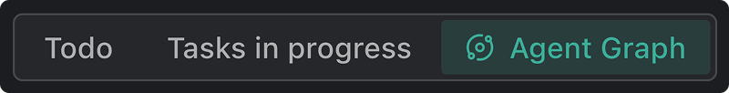 The top-left control's three segments: Todo, Tasks in progress, and Agent Graph selected