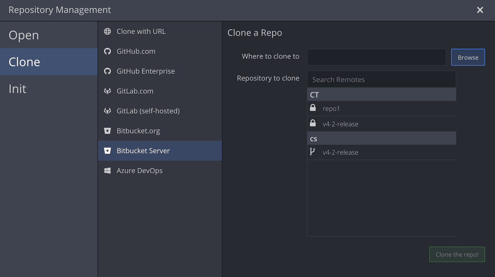 GitKraken Client Bitbucket SelfHosted Connect Bitbucket Server