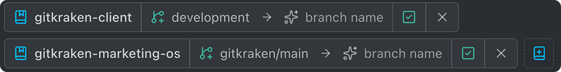 Two repository chips, each with its base branch, an editable branch name, and the Isolated worktree checkbox