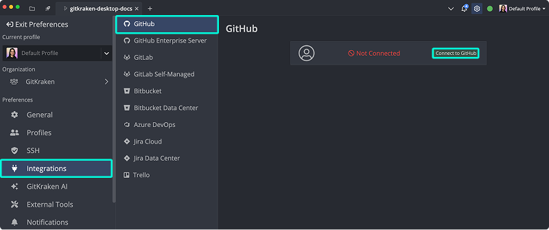 Connect to GitHub prompt