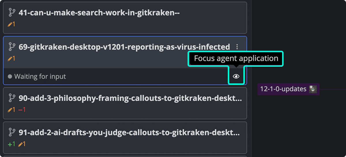 Focusing on an agent from the Left Panel.