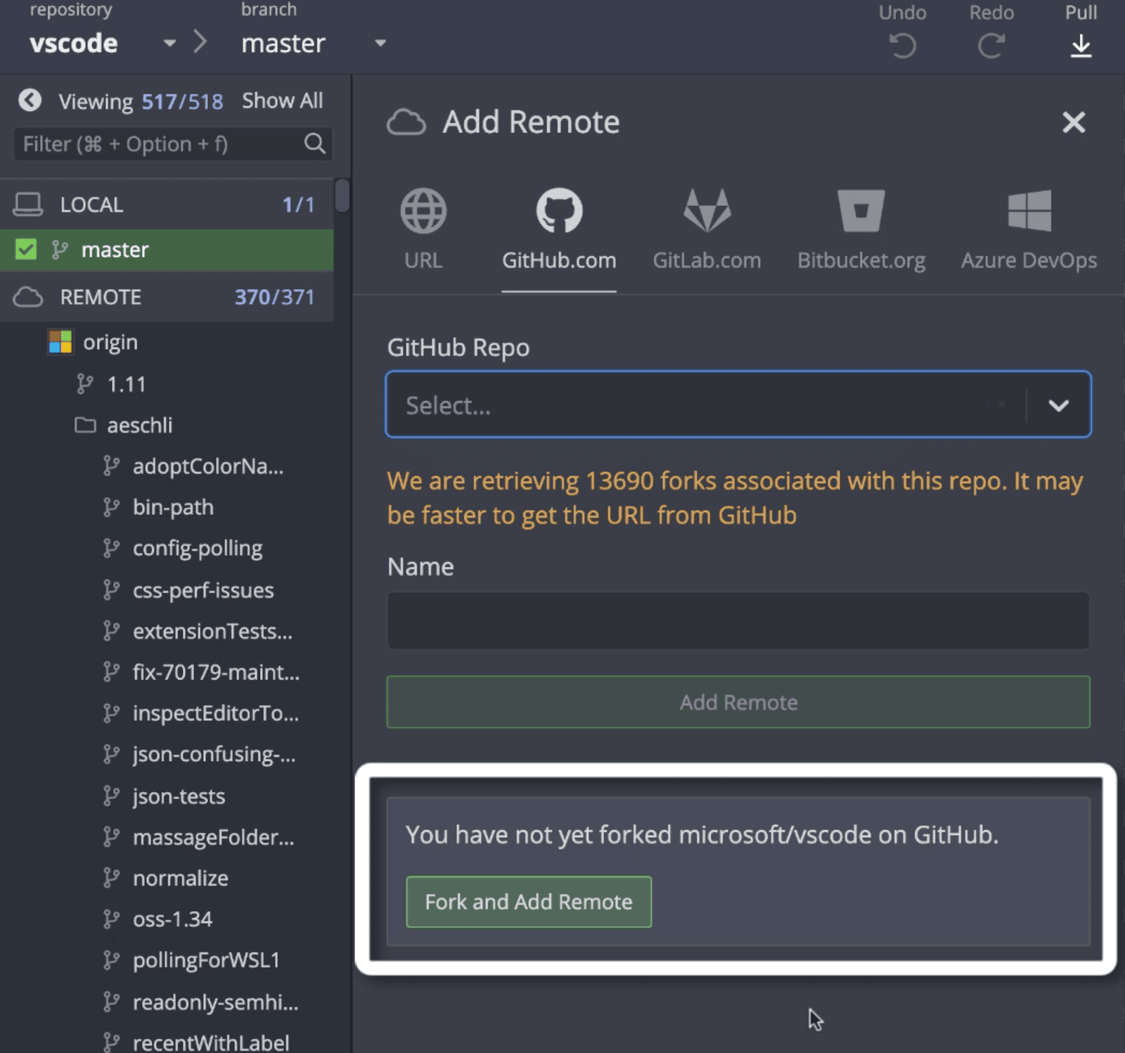 gitkraken stuck on opening repo