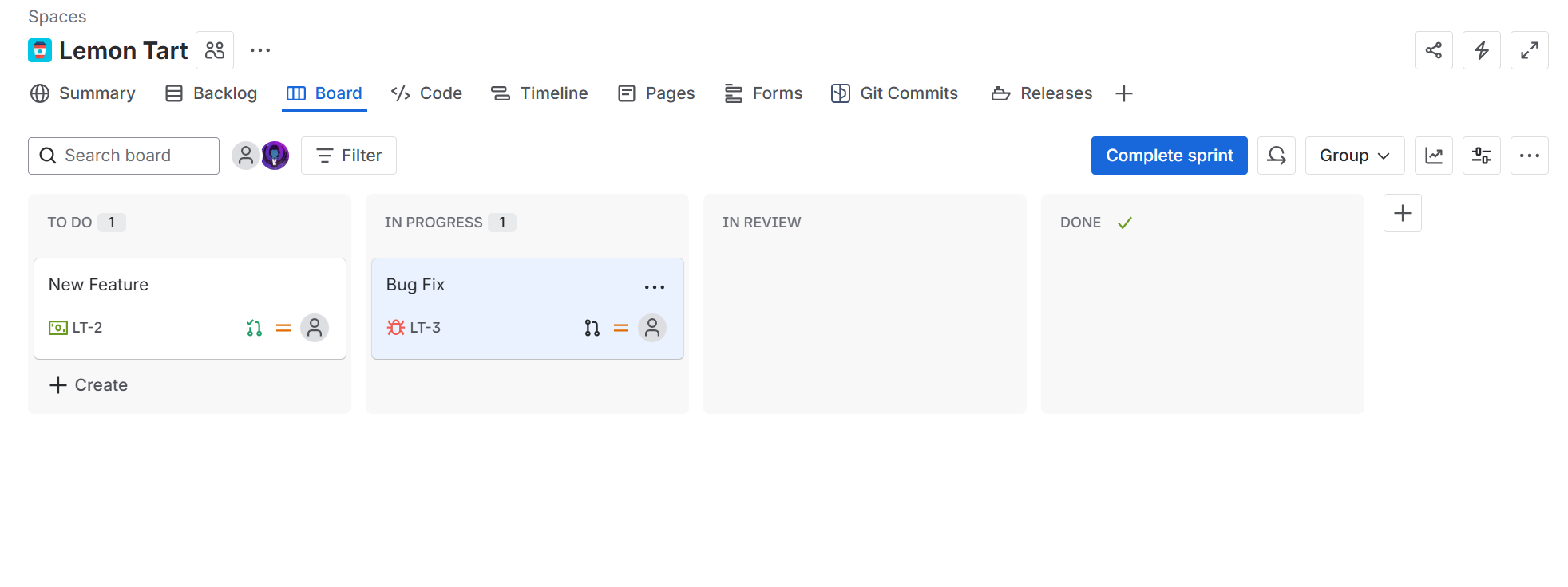 Next-gen projects agile board view