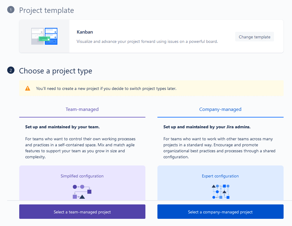 Create project type - select next-gen project type