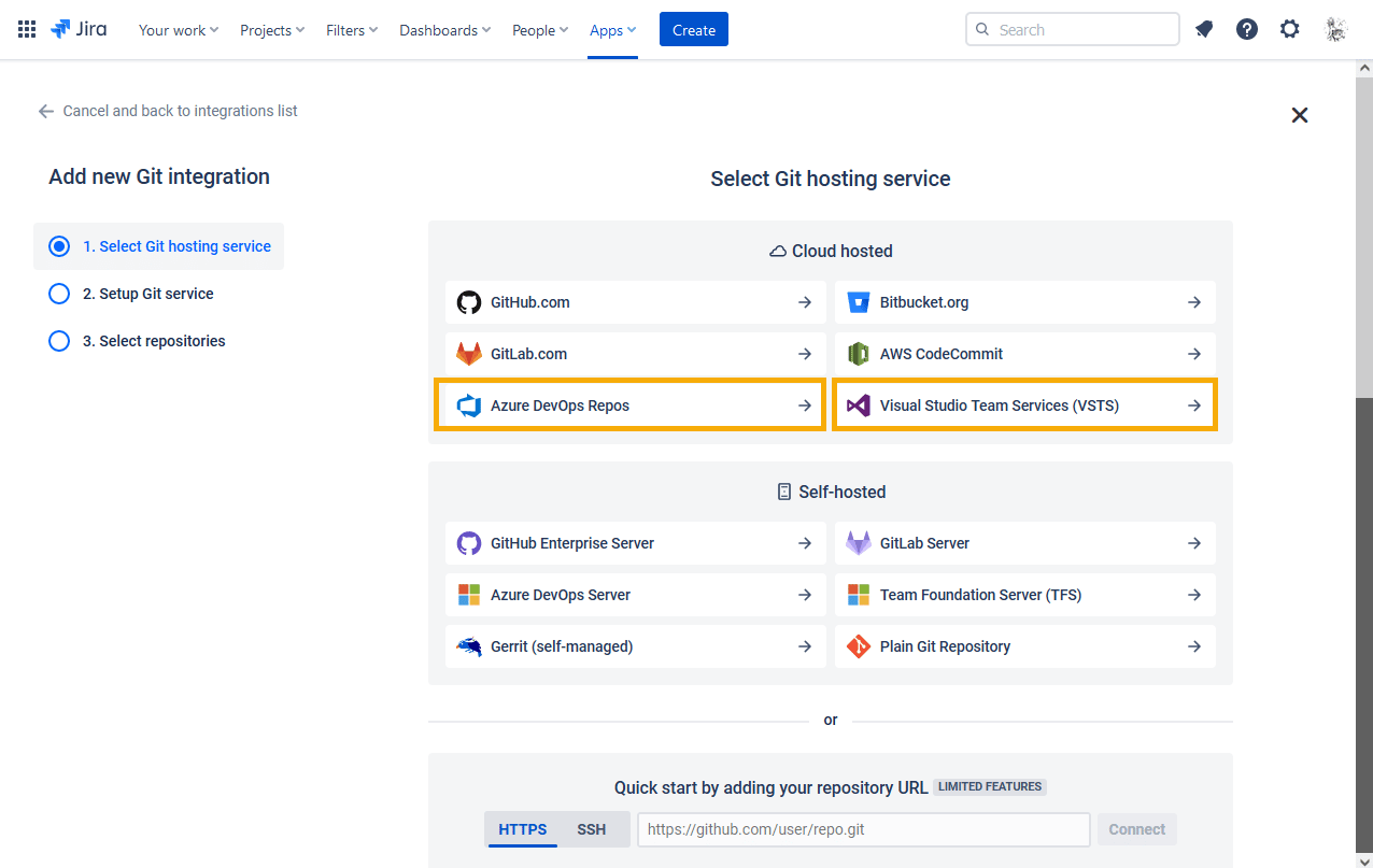 Azure DevOps | Visual Studio Team Services | Git Integration for Jira Cloud