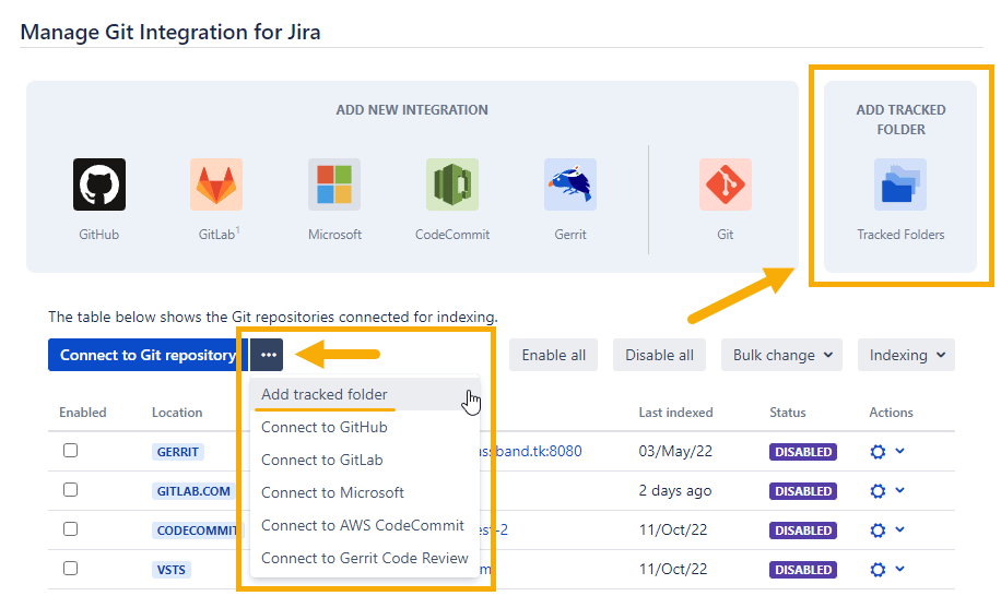 Tracked Folders Git Integration for Jira Self Managed