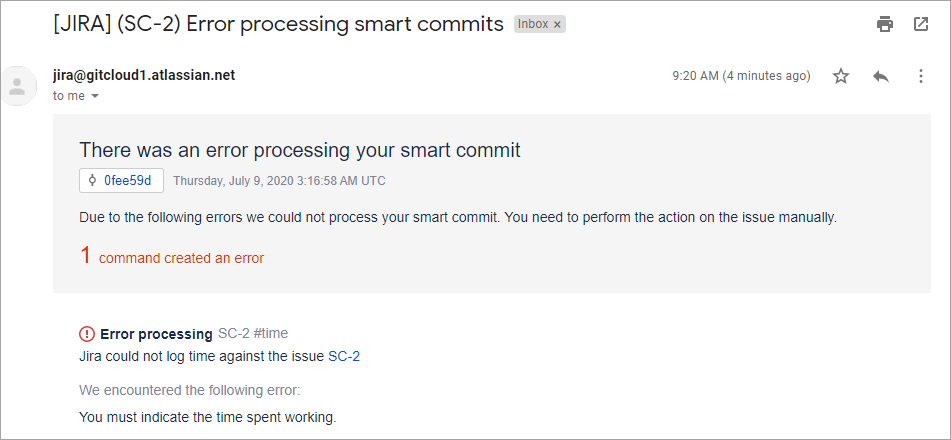 smart commits error email notification example 1