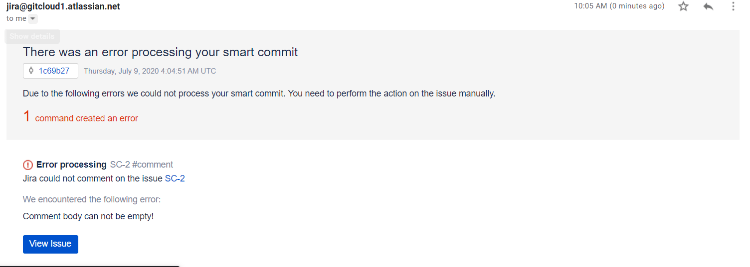smart commits error email notification example 2