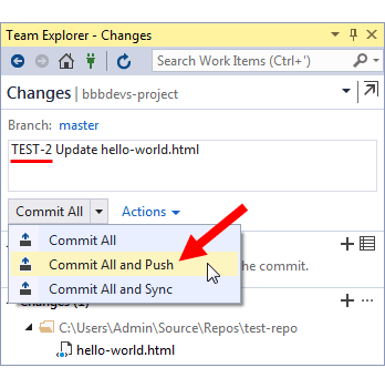 git fetch, pull, push, & sync - Visual Studio (Windows