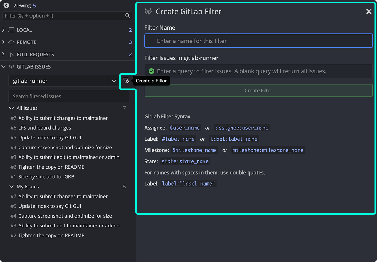 Create GitLab filter