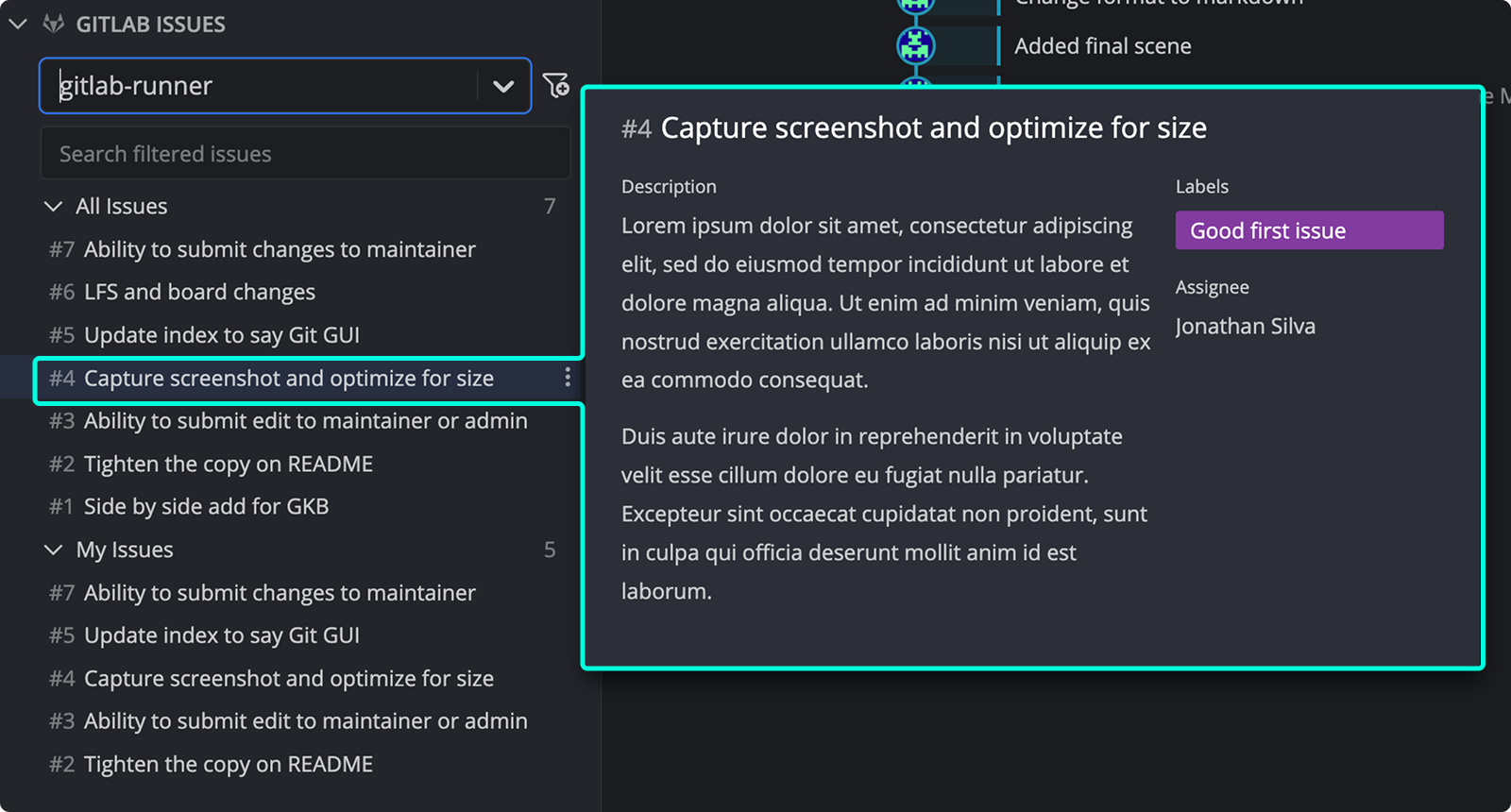 GitLab issue preview tooltip