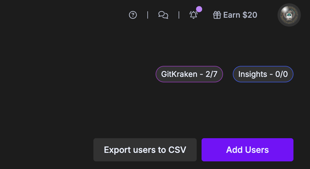 CSV export button in GitKraken