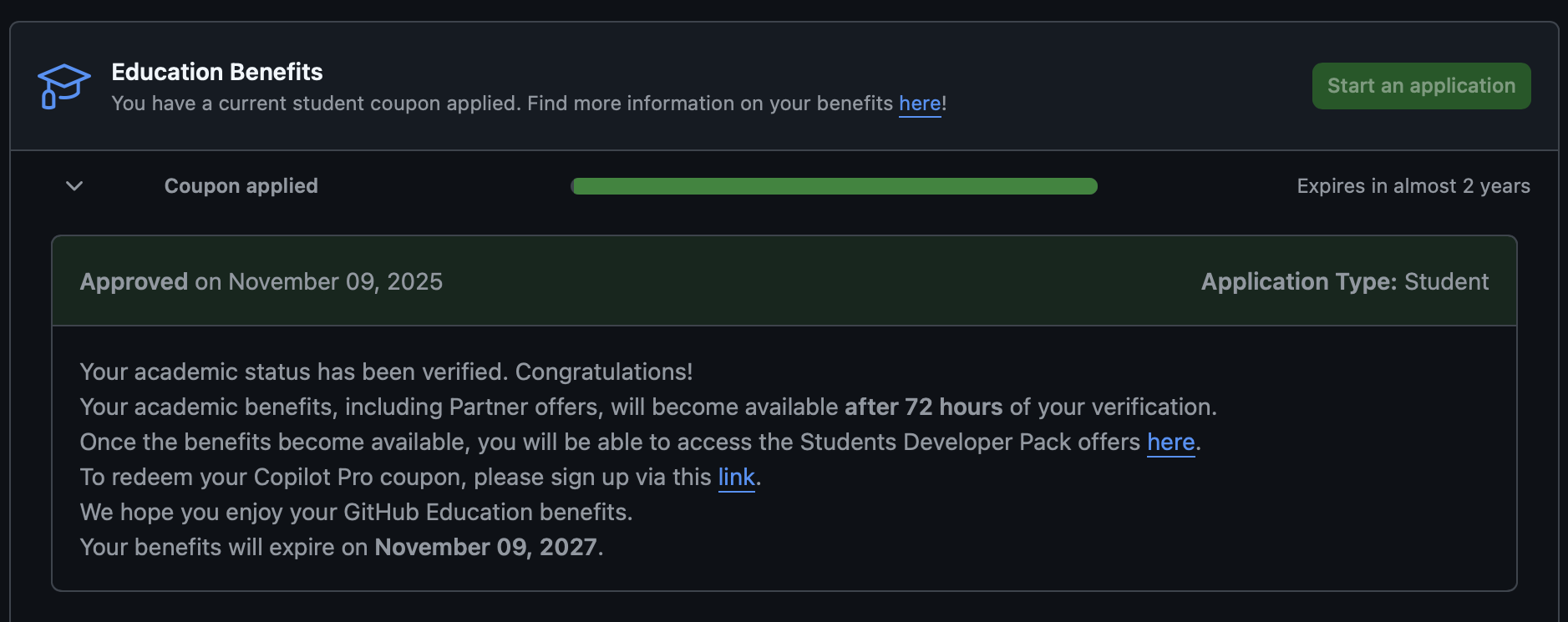 Github Student Developer Pack page