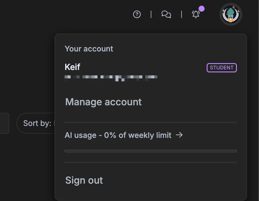 Student flag in GitKraken.dev