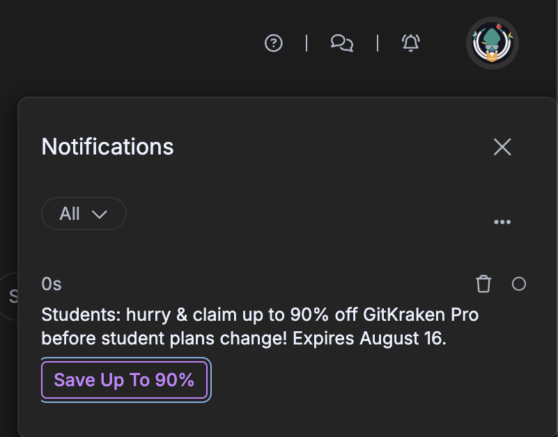 Upgrade to PRO screen in GitKraken.dev