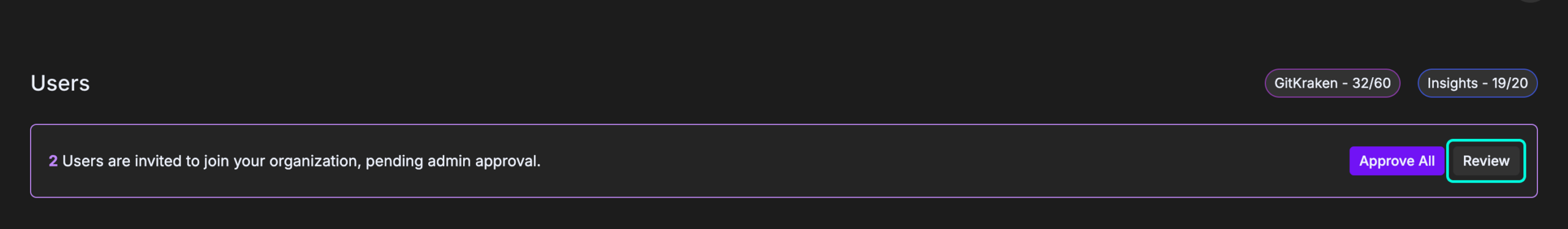 Review and approve user invitation interface
