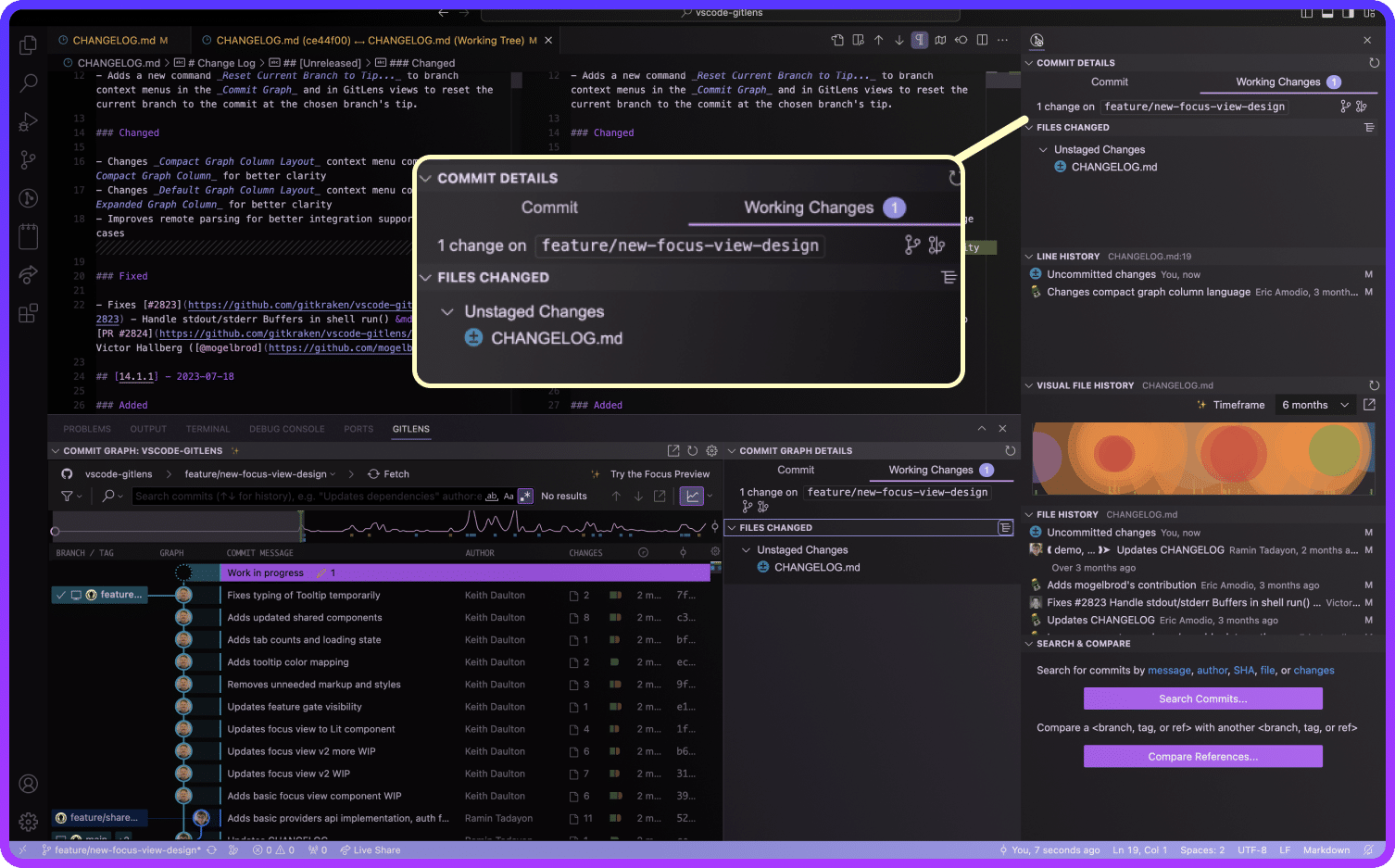 Browse repos, compare branches & commits - Visual Studio (Windows