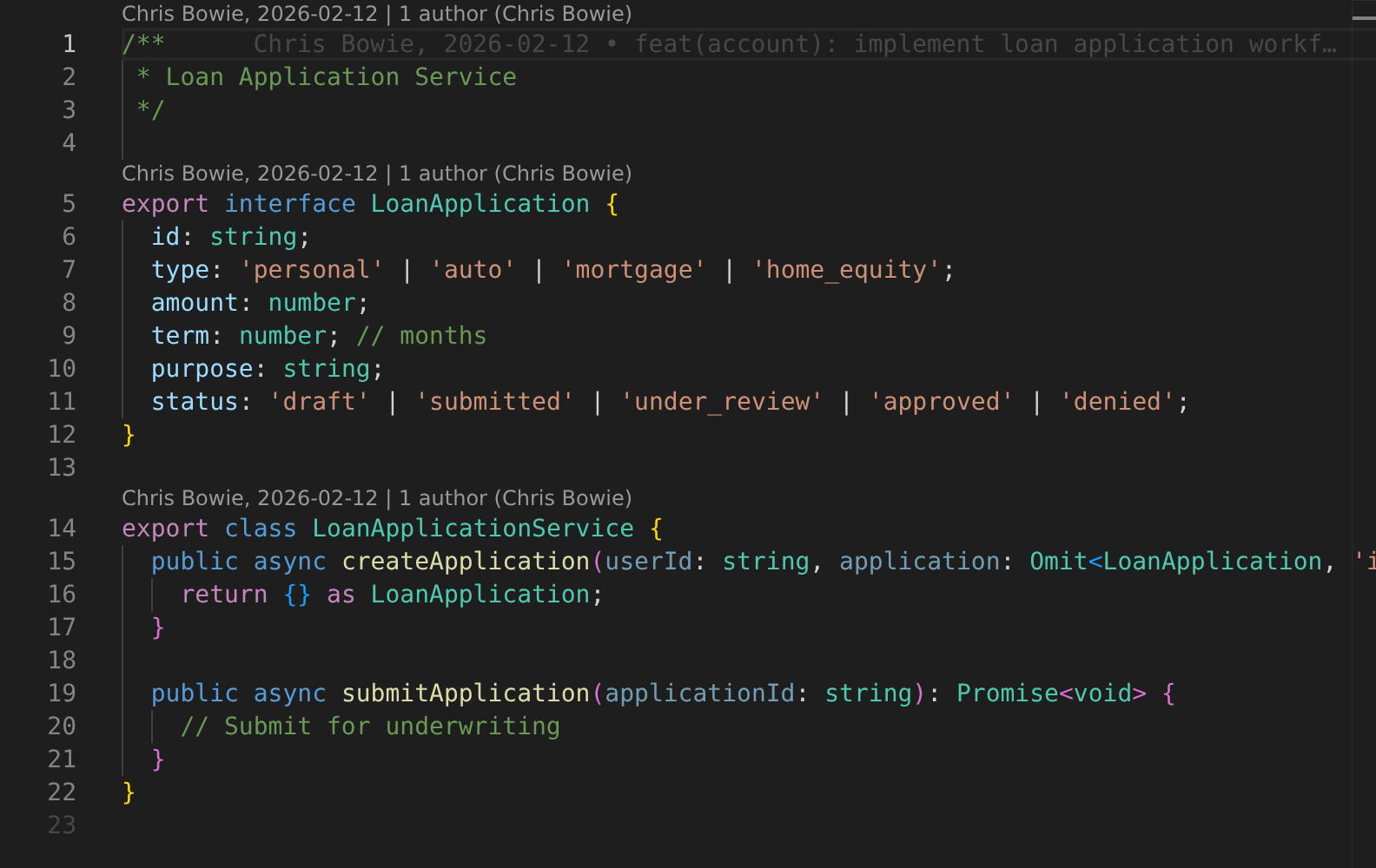 GitLens CodeLens annotations above file and code blocks