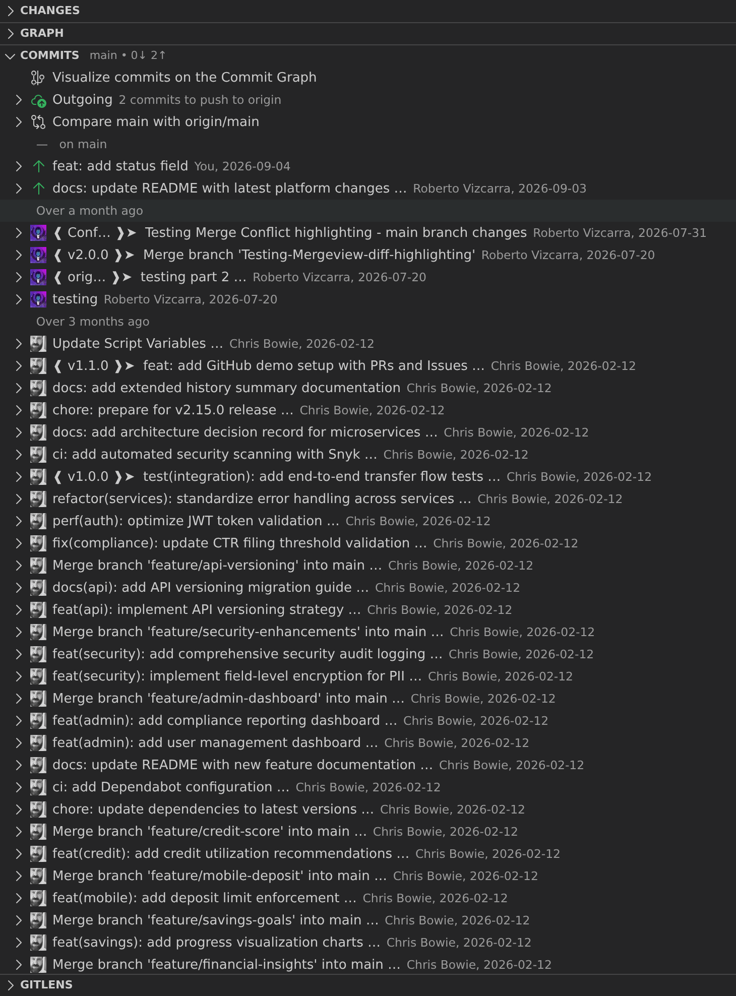 GitLens Commits view