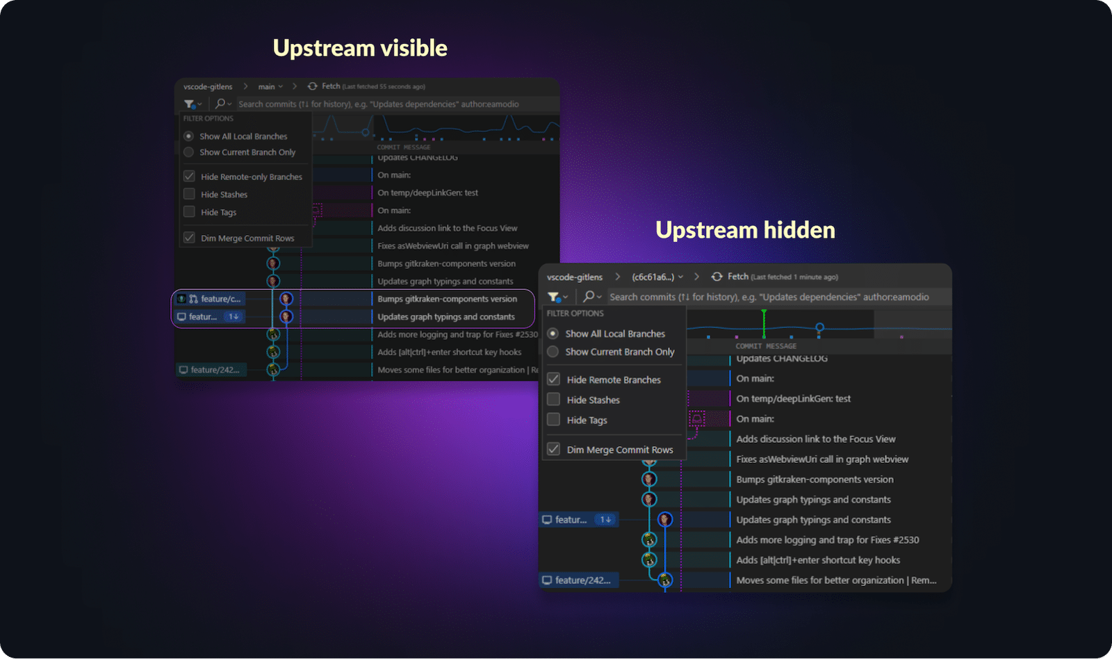 Browse repos, compare branches & commits - Visual Studio (Windows