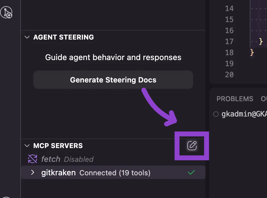 Kiro open MCP config