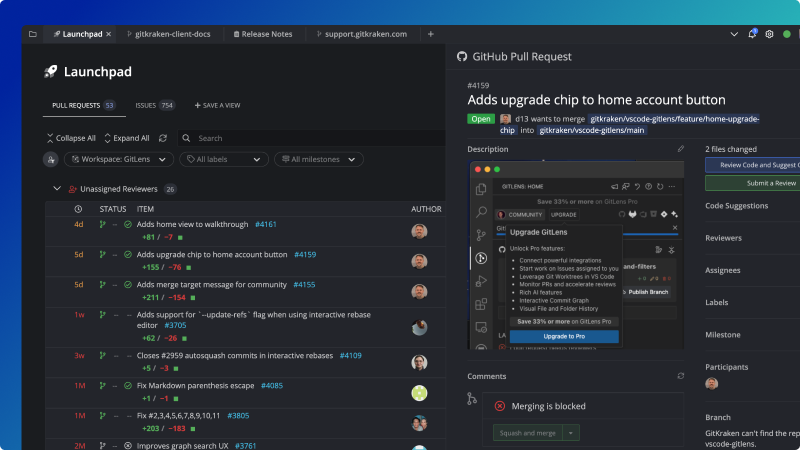 Overview of GitKraken Launchpad UI
