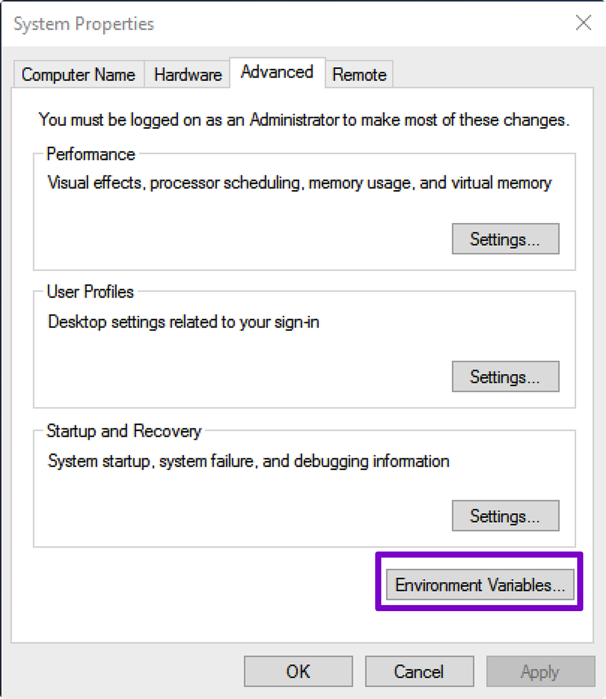 Add Path Environment Variable Step 1