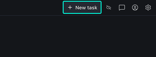 The + New task button in the Kepler top navigation bar, highlighted with a teal border