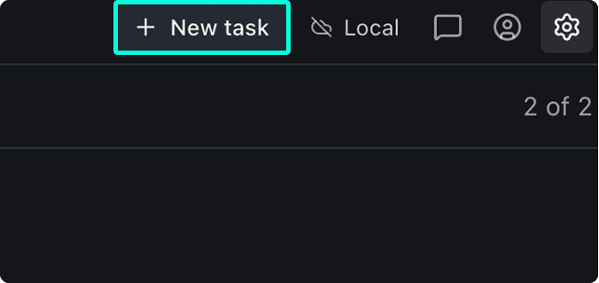 The + New task button in the Kepler top navigation bar, highlighted with a teal border