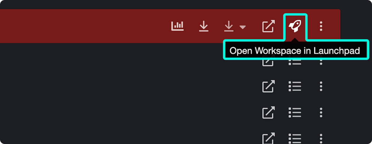 GitKraken Desktop interface showing the rocket icon to open the workspace in Launchpad.
