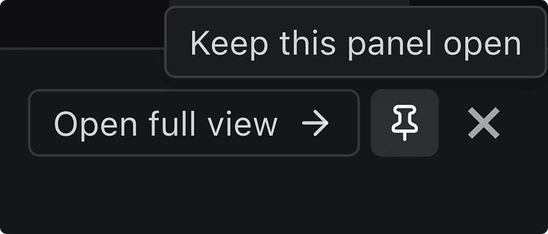 The pin control in a panel's header, keeping the panel open