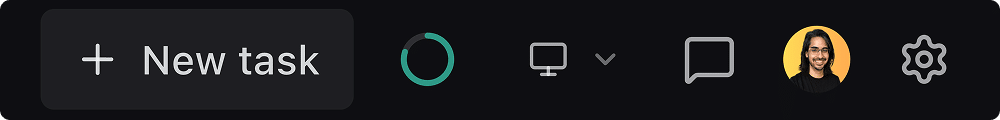 Kepler's top bar showing New task, setup progress, the remote indicator, Feedback, account, and Settings