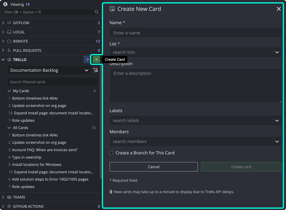 Create new Trello card