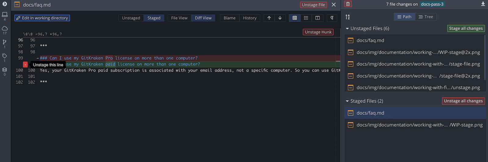 Learn How to Stage Changes in GitKraken Desktop Git Stage