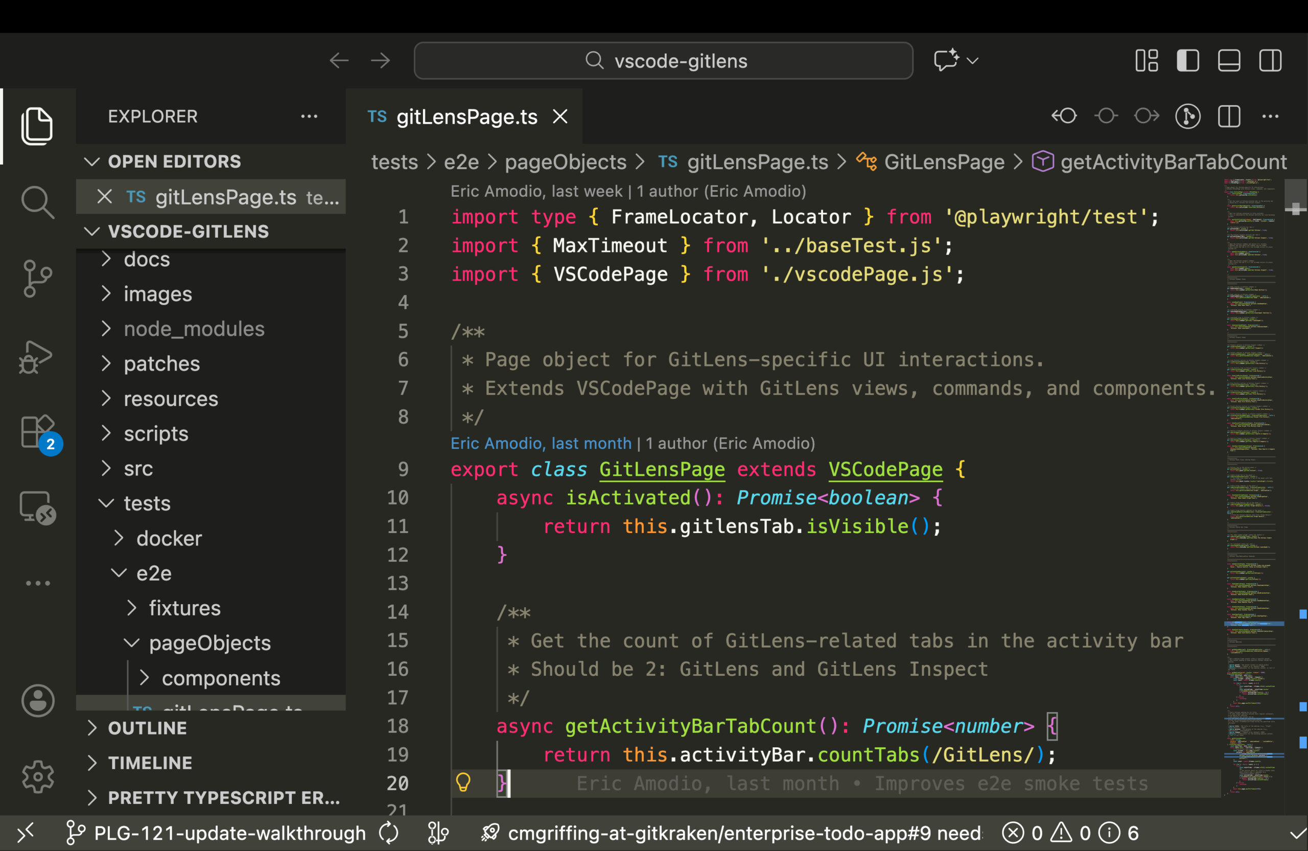 A screenshot of the CodeLens above a function