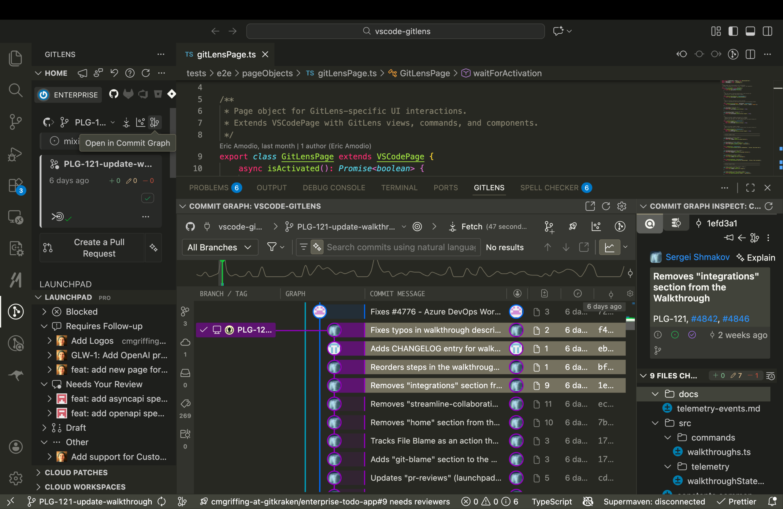 A screenshot of the GitLens Commit Graph